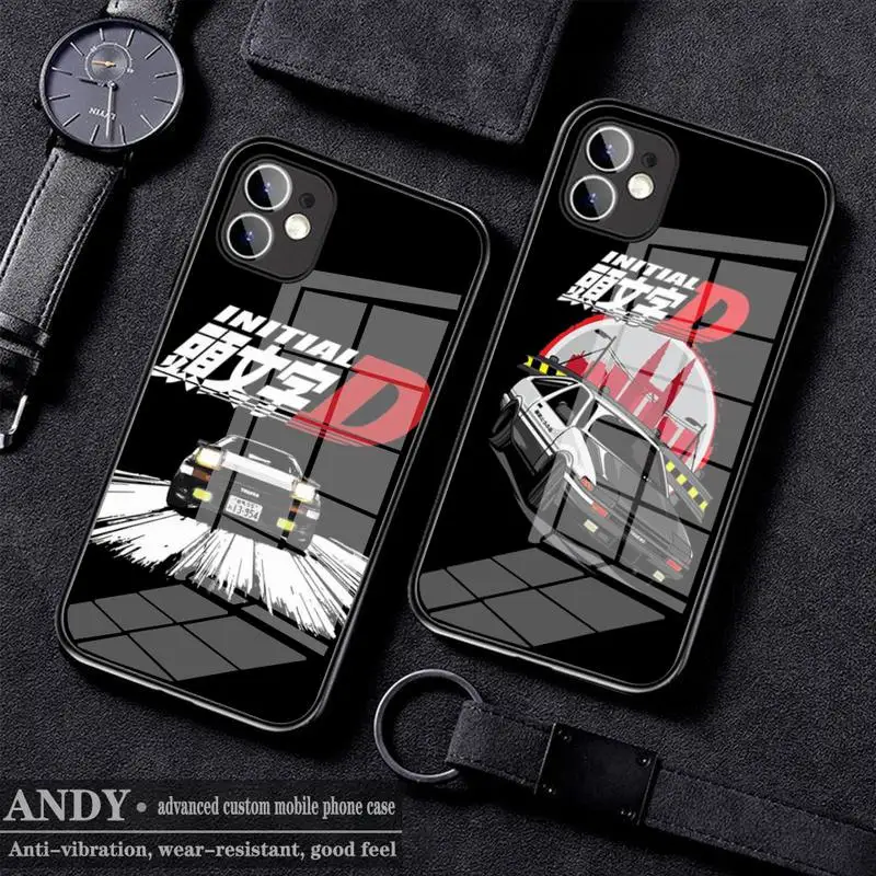 

Initial D Phone Case Tempered Glass For Iphone6 6s 7 8 Plus XR X XS XSmax 11 12 13 Pro Mini Max
