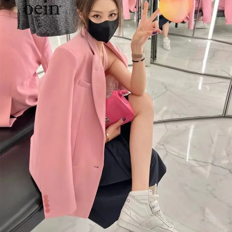 [Яоин] Универсальный силуэт светский розовый пиджак Tycoon женская весенне-осенняя