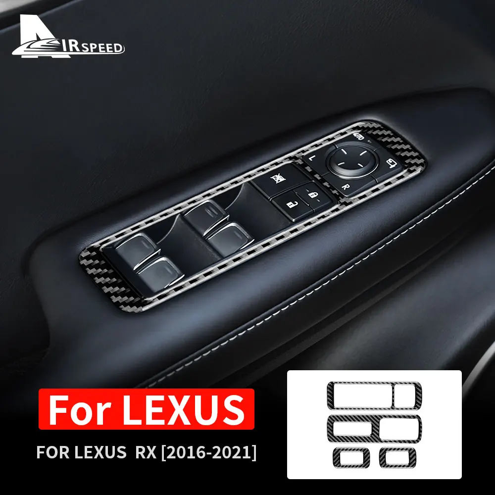 

LHD Carbon Fiber for Lexus RX 2016-2021 Accessories Car Door Window Switch Lift Button Panel Frame Sticker Interior Trim Cover
