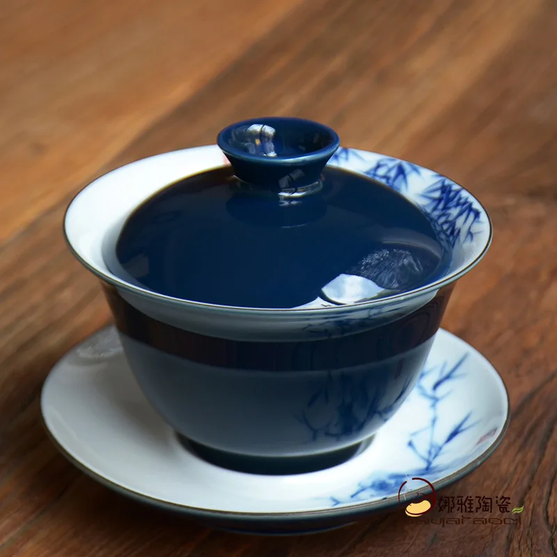 Чаша с крышкой Gaiwan чашка для заваривания ручная роспись чайная набор кунг-фу