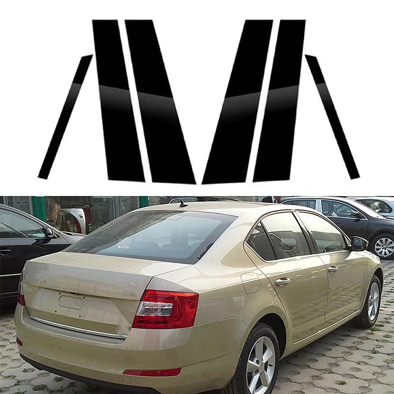 

6 шт. глянцевые черные автомобильные наклейки на фортепиано для Skoda Octavia Mk3 5E 2014-2019 дверные фотостолбы декоративные аксессуары