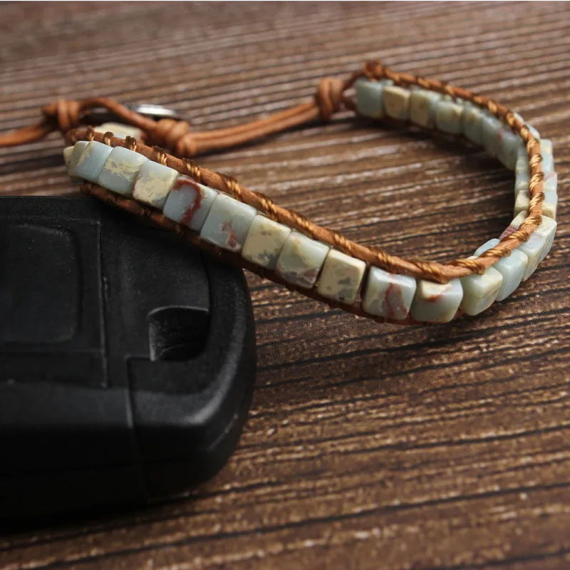 

Natural Bracelet 4x4mm Cube Emperor Stone Braided Bracelet Bangle For Diy Jewelry Women And Men Give Present Amulet Accessories