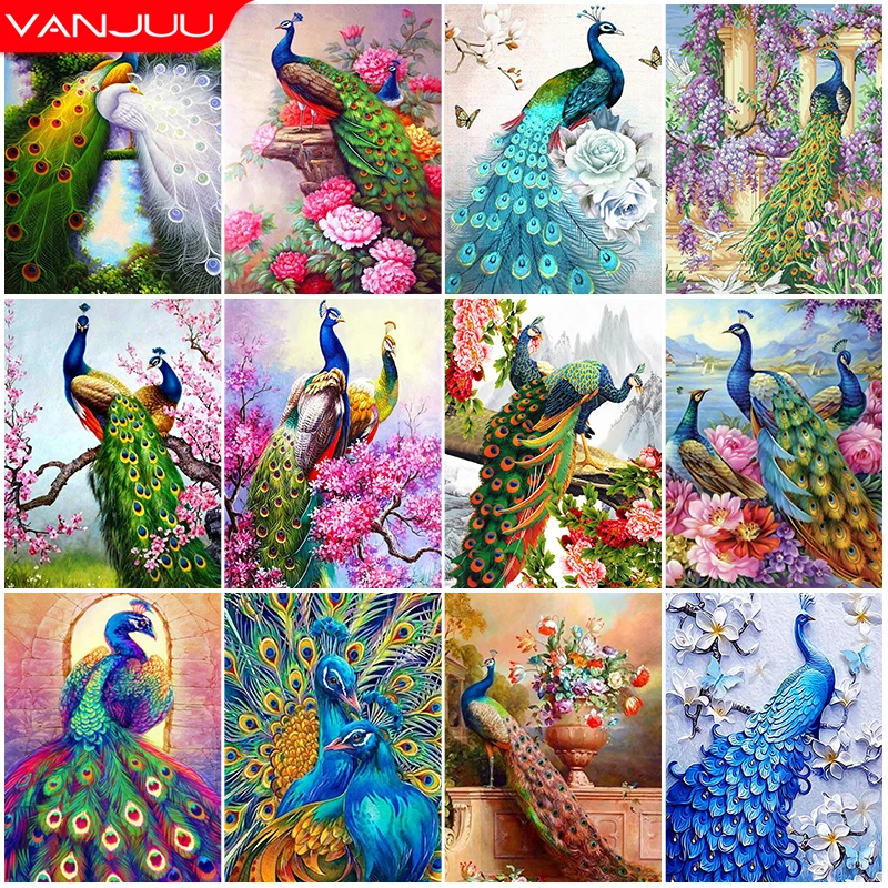 

DIY 5D Diamond Painting Peacock Diamond Embroidery Animal Cross Stitch Full Round Diamond Resin Home Decor Handmade Art Gift