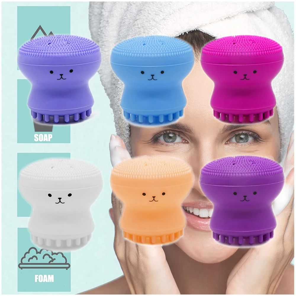 

Silicone Octopus Face Wash and Beauty Cleaning Brush 12 Color Spot Jellyfish Small Octopus Face Wash Brush