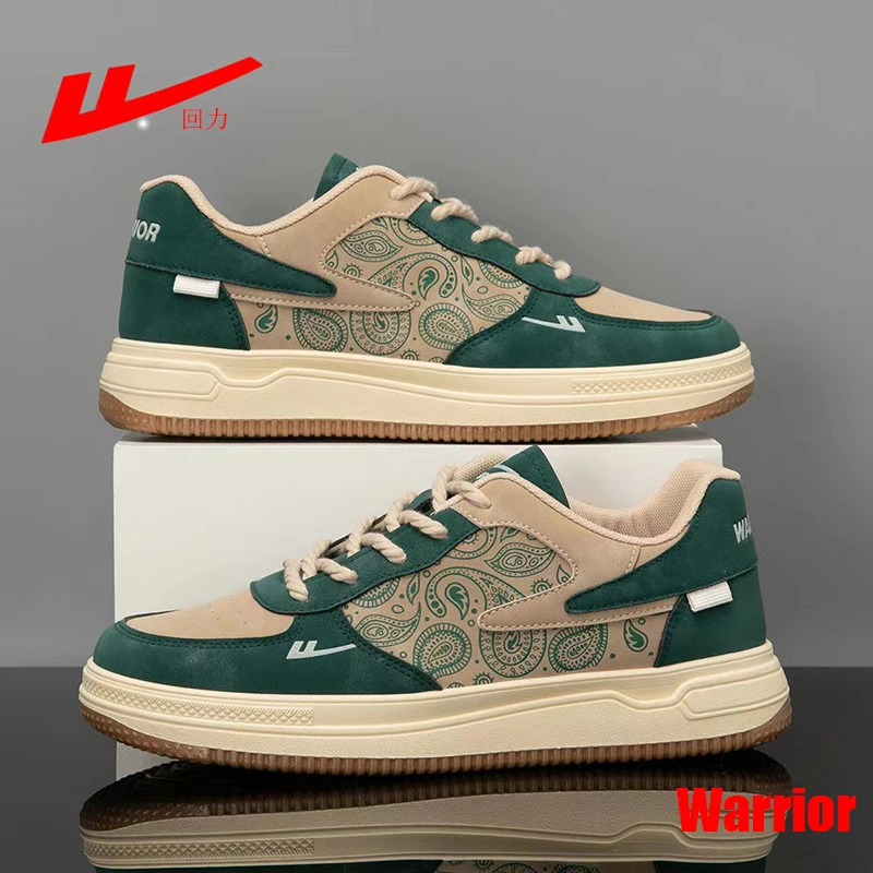 

Warrior 2023 Spring Sports Shoes For Men Fashion Printing Lace-ups Walking Shoes Luxury Pu Leather Male Casual Tennis Sneakers