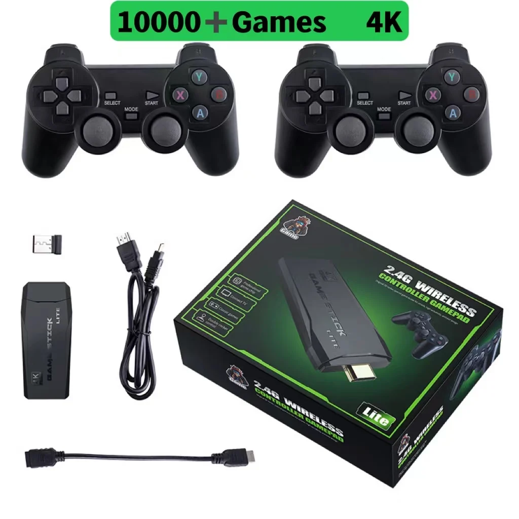 

4K Ultra Video Game Console Wireless GamePad for PS1/GBA Retro TV Dendy Game Console HD-OUT 64GB 10000 Games Video Game Stick
