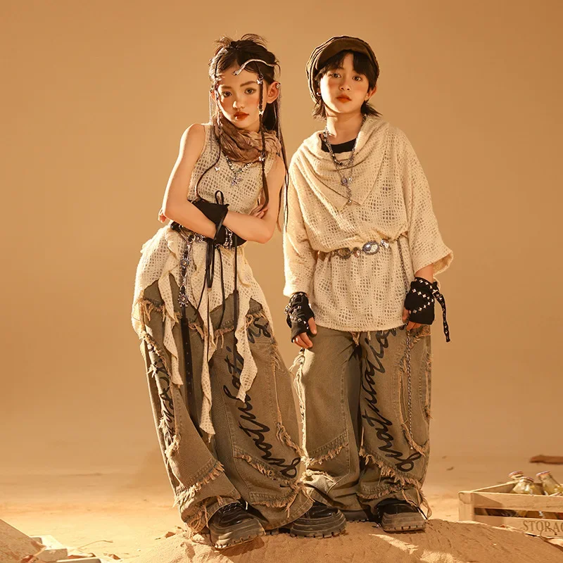 Новые детские костюмы для уличных танцев в стиле хип-хоп свободные топы девочек