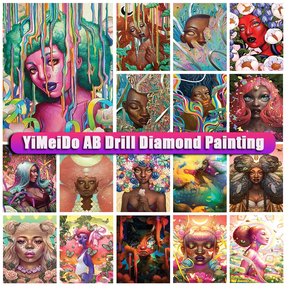 

YiMeido 5D AB алмазная живопись девушка красочная сумка на молнии DIY Вышивка мозаика Алмазный Мультфильм Вышивка крестиком фотография