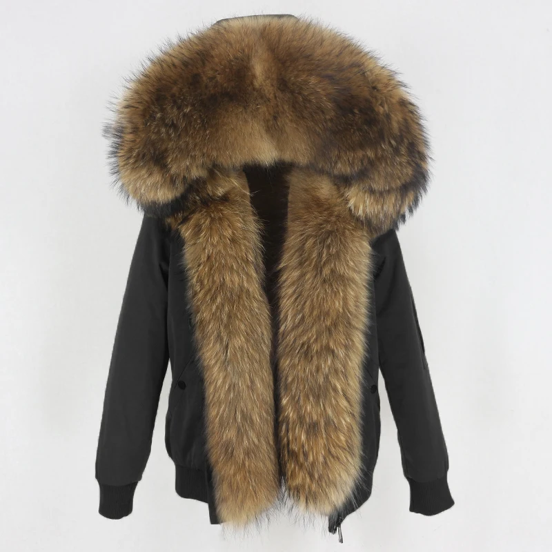 

OFTBUY 2023 New Bomber Waterproof Parka Winter Jacket Women Natural Real Raccoon Fur Hood Coat Detachable Thick Warm Outerwear