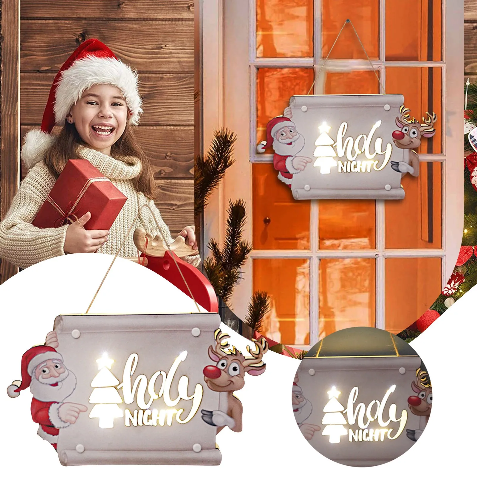 

Деревянный висячий знак с надписью "Merry Christmas", деревянная прямоугольная дверь в деревенском стиле, висячая джутовая веревка, декоративное и...