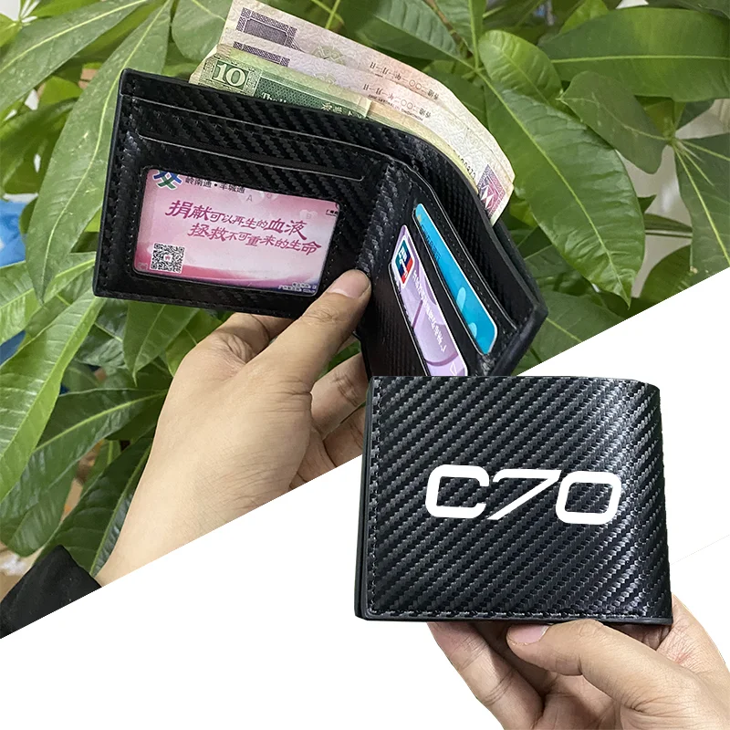 

Car Leather Wallet Men Bifold Credit Card Holder Wallet Purse Male for Volvo T6 V50 V70 V90 XC60 XC70 XC90 AWD C30 C70 S80 S90
