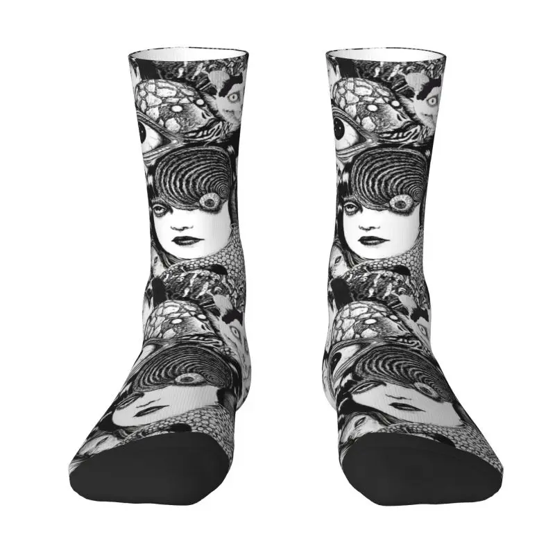 

Носки Junji Ito ужасные для мужчин и женщин, теплые модные короткие носки в японском стиле Харадзюку с принтом манги