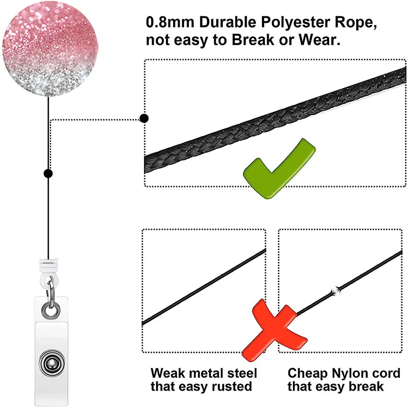 1pcs Retractable ID Badge Holder Nurse Badge Reels with Clip Name Card Holders for Office Worker Doctor Nurse