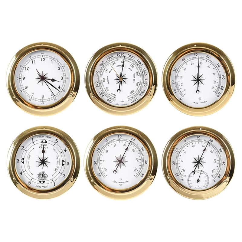 

115mm Wall Mounted Thermometer Hygrometer Barometer Watch Tidal Clock Weather Station Indoor Outdoor