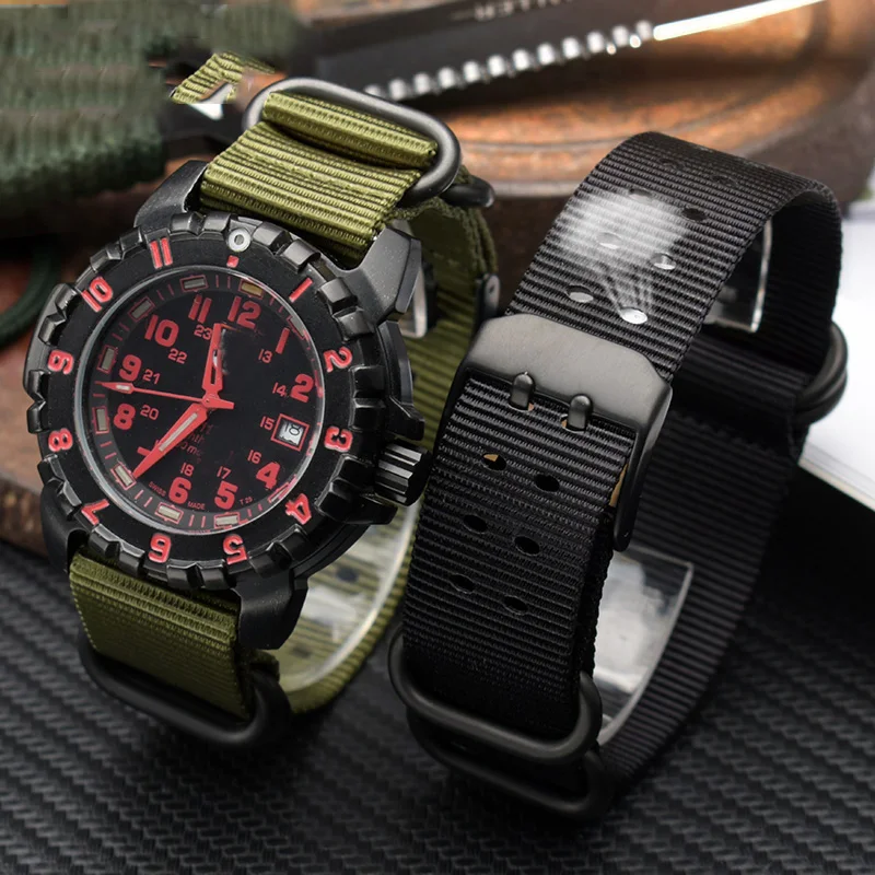 22mm 23mm Nylon  watch band waterproof sport for l-uminox watchbands strap black fashion bracelet for men belt