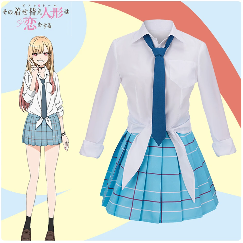 

Anime My Dress-Up Darling Marin Kitagawa Cosplay Costume for Adult Women JK School Uniform Pleated Skirt Top Tie Halloween