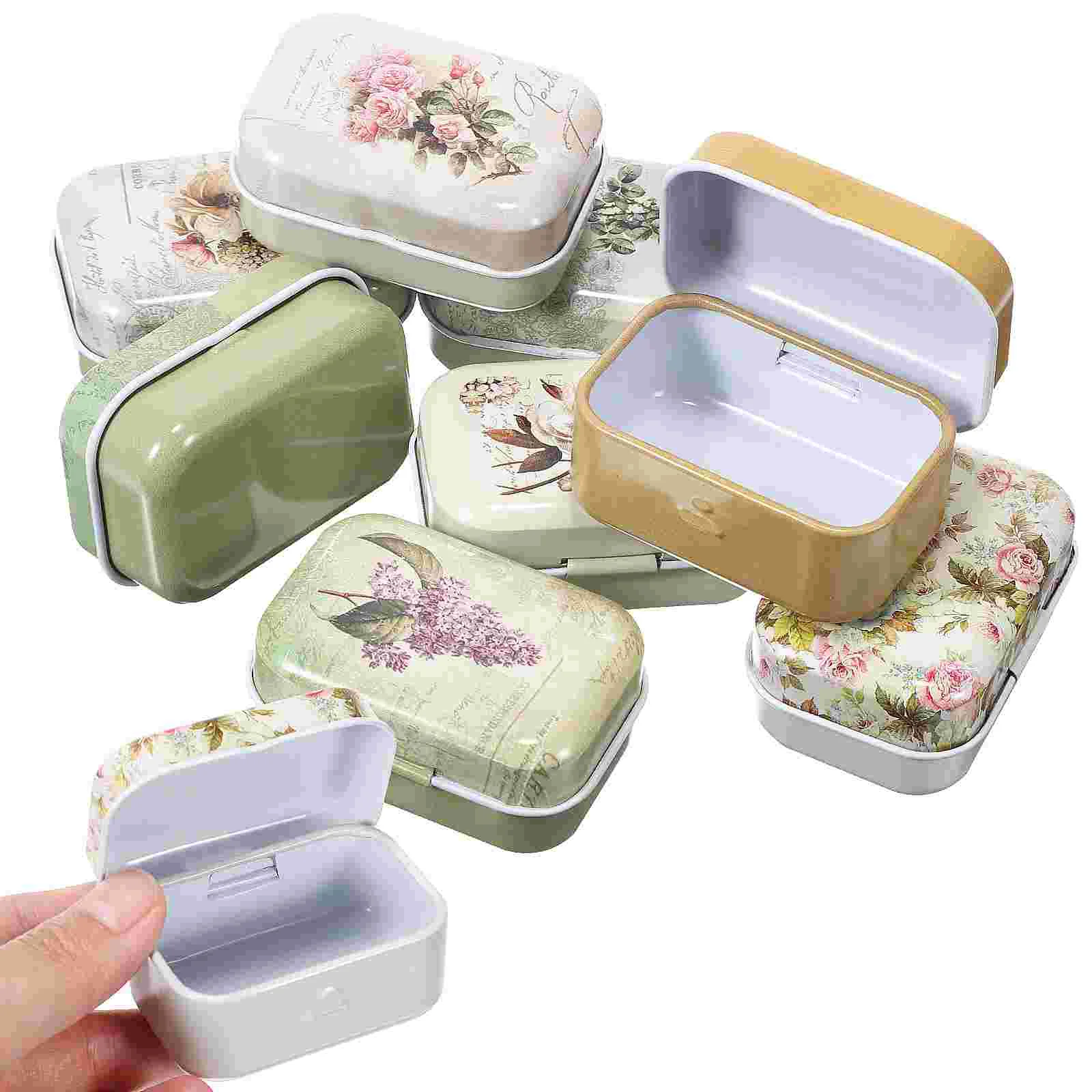 

8 Pcs Tin Boxes Vintage Jewelry Box Trinket Box Small Jewelry Box With Lid Flower Organizer Box Case