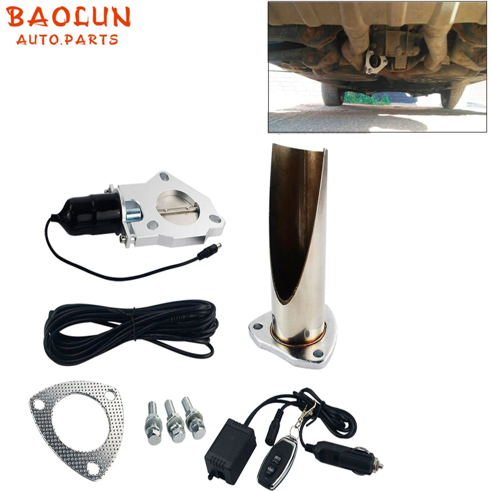 

BAOLUN 2.5" / 3" Electric Stainless Steel Exhaust Cutout CutOut Valve With Remote Control Be Cut Pipe Exhaust CutOut