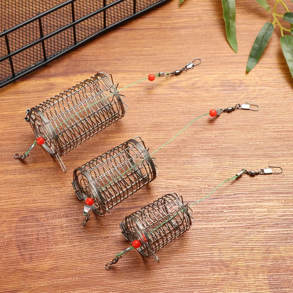 

1PC S/M/L Useful Fishing Bait Cage Stainless Steel Fishing Lure Cage Portable Fishing Trap with Round Bottom Serves Fish Tackle