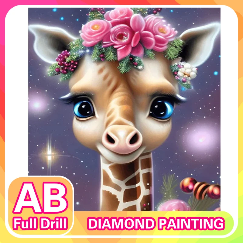 

RUOPOTY 5D DIY AB Diamond Painting Full Square Round Embroidery Animal Mosaic Creative Hobbies Wall Decor