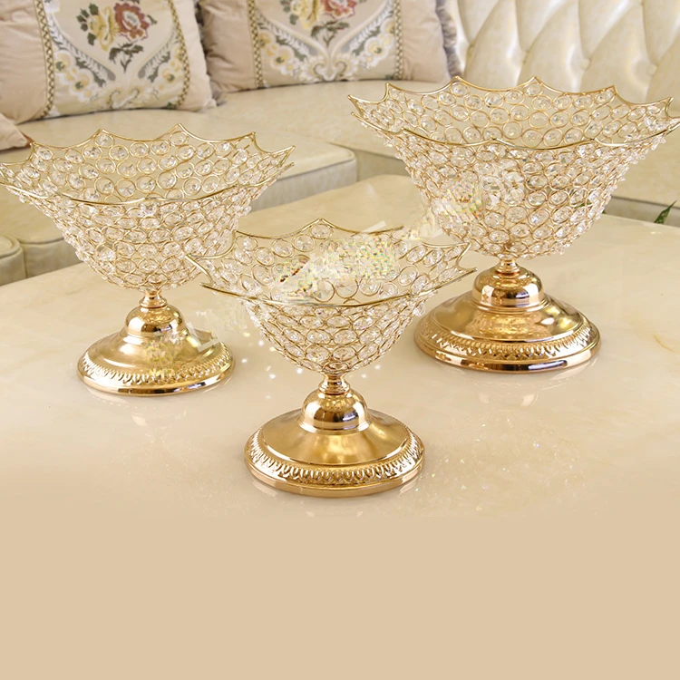 

European Crystal Metal Fruit Plate, Fruit Basket, Handicraft, Boutique Hotel, Home Decoration