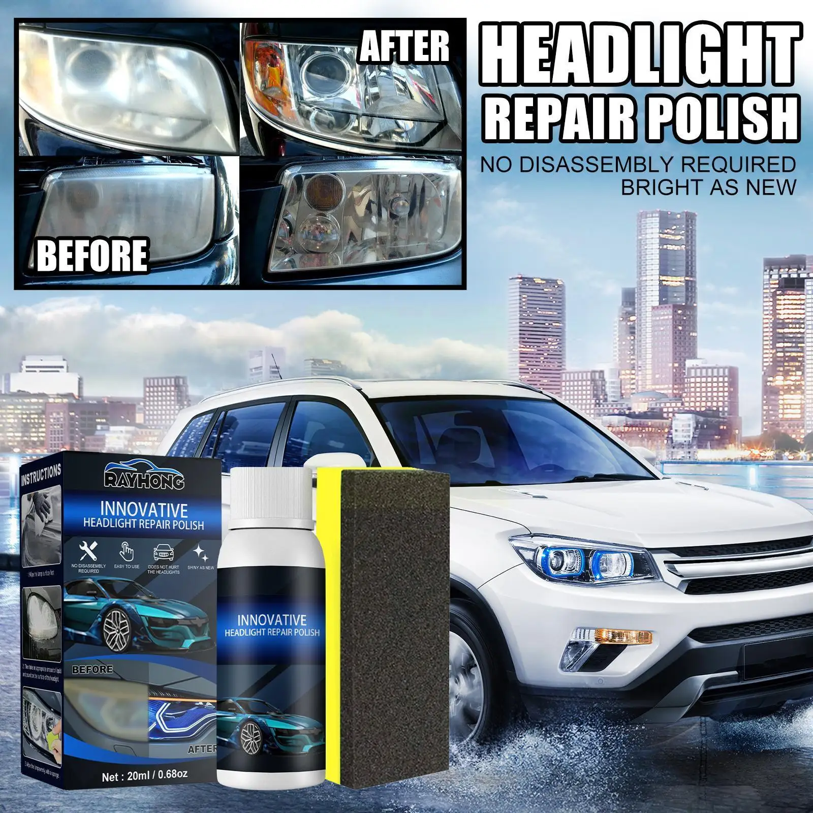 

20ml Car Headlight Repair Fluid Scratch Remove Refurbishment Repair Polishing Car Light Coating Oxidation Agent Repair R3A0
