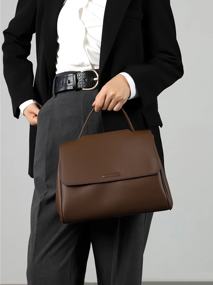 Сумка из натуральной кожи с верхними ручками для женщин высококачественный