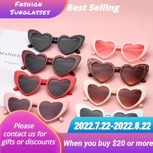 Heart Sunglasses Women Brand Designer Cat Eye Sun Glasses Female Retro Love Heart Shaped Glasses Lad