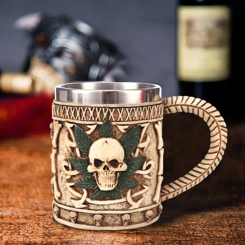 

Resin Lightweight And Durable Medieval Skull Drinkware Any Occasion Stylish Skull Mug Tankard