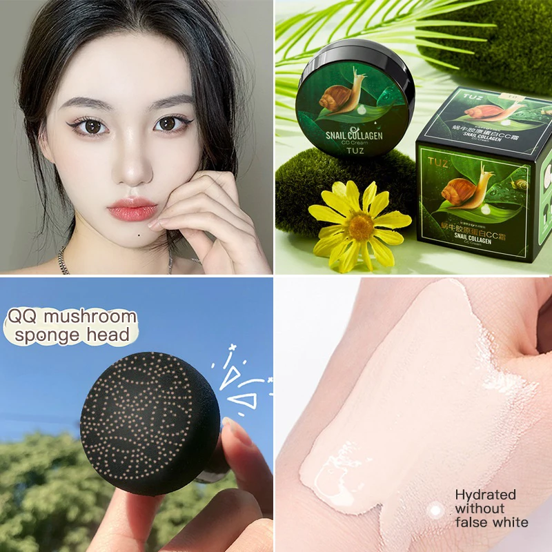 TUZ Snail Collagen CC Cream Mushroom Head Cushion Foundation Concealer Brightening Moisturizing Holding Makeup Oil Control |