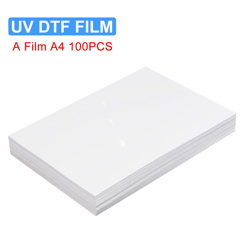 Dtf Filme a para Impressora uv Dtf Transferência Etiqueta Forma Irregular Metal Vidro de Madeira Acrílico Silicone Adesivo à Prova Impermeável Água 100 Peças a4 uv