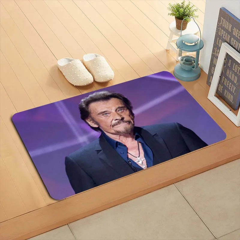 

Custom Johnny Hallyday Doormat Floor/Bath/Kitchen/Beach Mat Flannel Carpet 3D Printed Shaggy Decoration for Bedroom