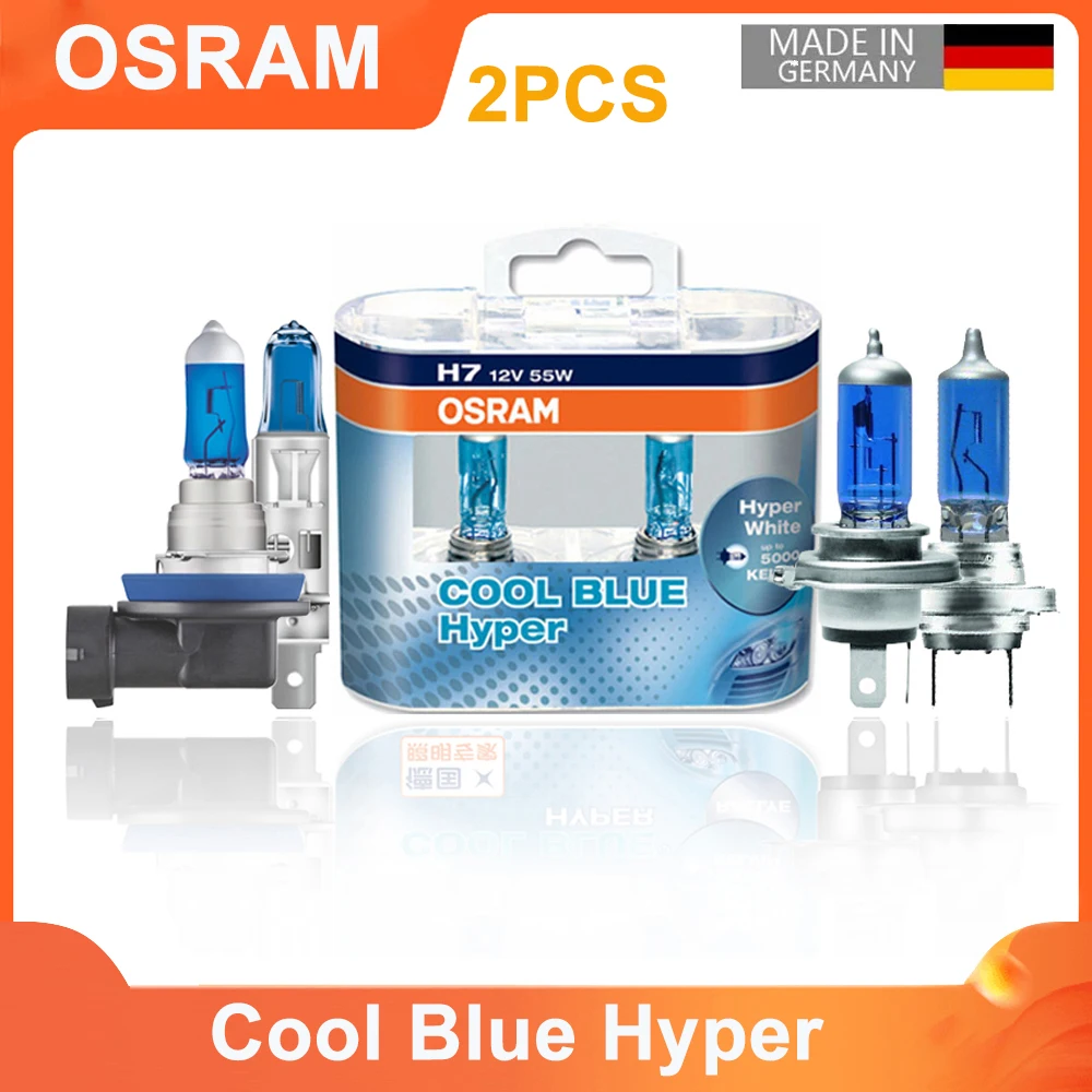 

OSRAM Cool Blue Hyper Car White Bulb H7 H4 H1 H11 HB3 9005 HB4 9006 12V 55W 5300K Halogen Headlight Hi/Lo Beam +50% Light(2 PCS)