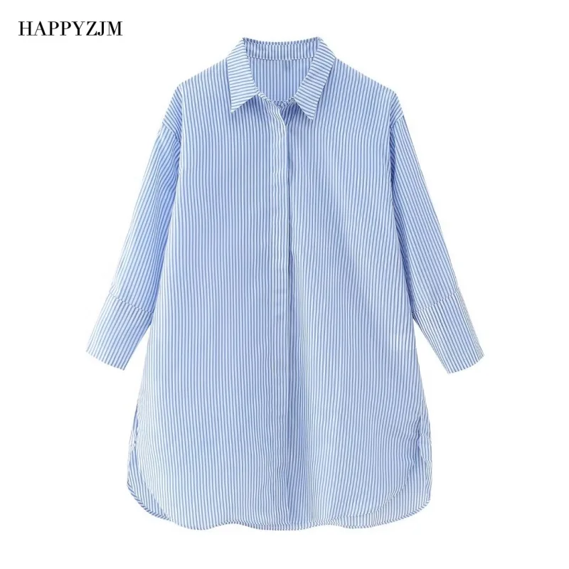 

New Women Striped Shirt Fashion Lapel Long-sleeved Single-breasted Loose Casual Blouse Fashion Holiday Street Style