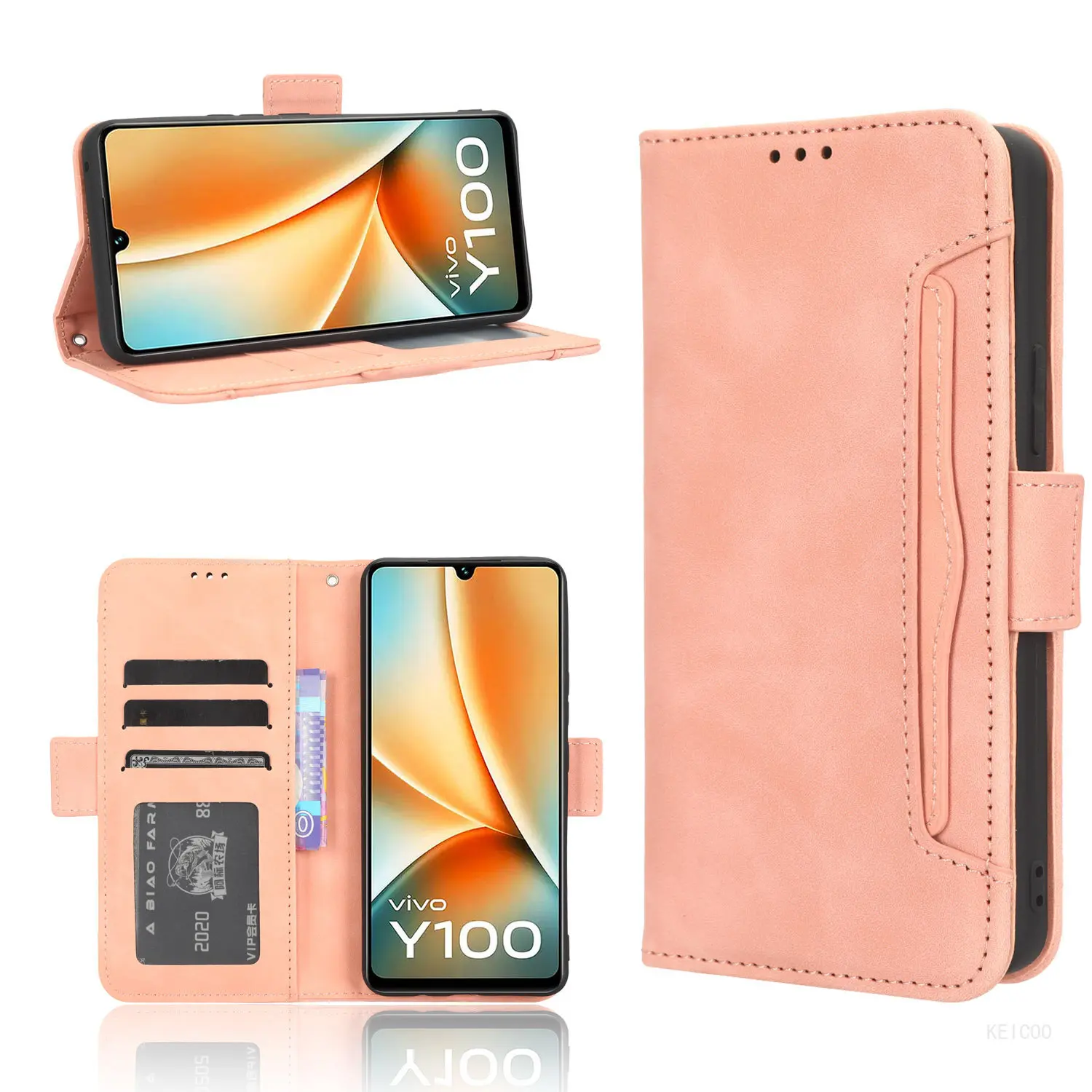

Stand Holder For VIVO Y100 Y78+ Y11 Y02 Y02A Y 11 4G 5G 2023 V2239 V2271A V2236A Wallet clip Protective Shell Leather Flip Cover