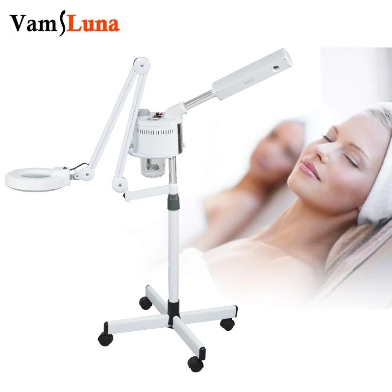 2 in 1 Facial Steamer with 5X Magnifying Lamp Face Hair Steamer Humidifier Vaporizer Mist Inhaler Facial Pedestal Vaporizer