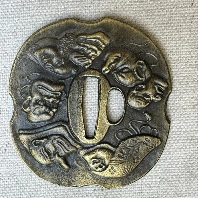 Фото Украшение дома, часть меча, защита лезвия Tsuba, семь головы монстра, использование самурая, катана, ножи, сабля №3