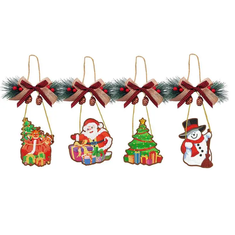 

DIY Gem Painting Christmas Pendant Cute Cartoon Christmas Pendant Hung Card Universal Decor Painting Hanger Kits Gem Arts