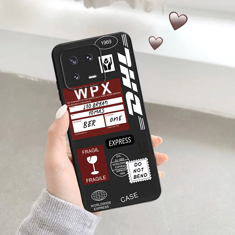 Черный матовый чехол для телефона Redmi Note 12 13 Xiaomi Pro 12C 12X 12T 13C 12S Lite Travel Luck Logistics label Soft