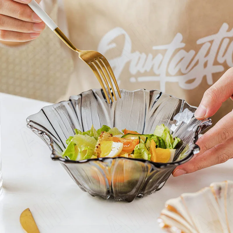 

Стеклянный поднос для хранения в гостиной Северной Европы, настольный органайзер для закусок, креативные фруктовые подносы в форме лепестк...