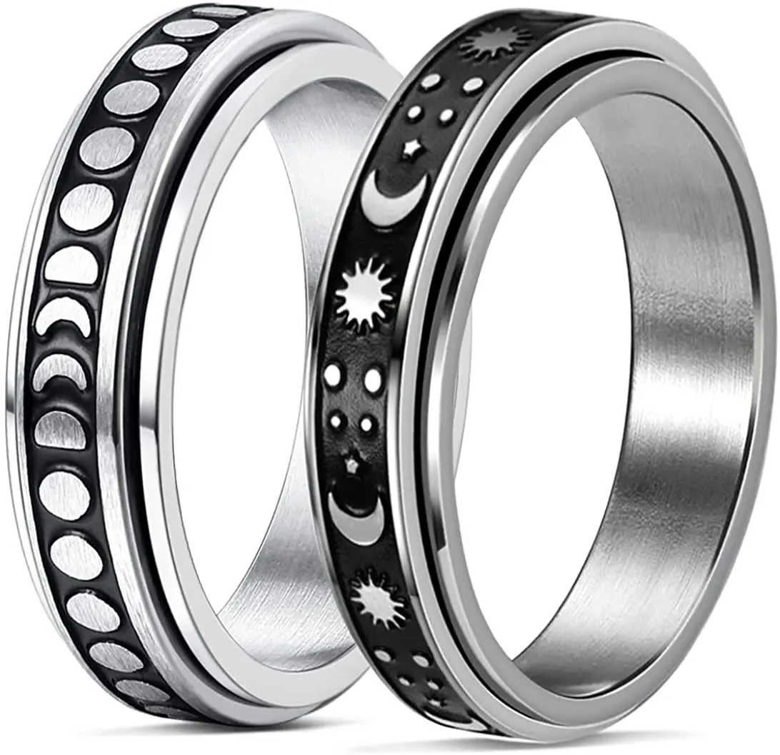 

Spinner Rings for Women Mens Stainless Steel Fidget Bands Rings for Anxiety Stress Relief Fidget Rings Silent Stress Reducer