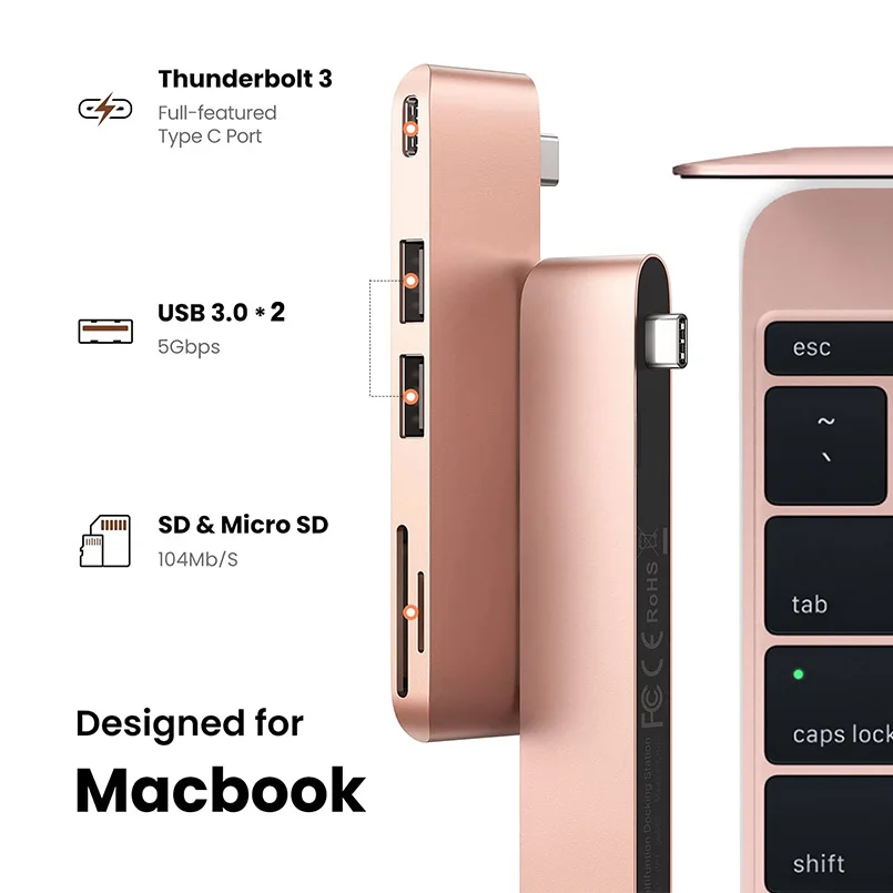 

USB C Hub To TF SD Reader with 2 USB 3.0 87W PD Thunderbolt 3 USB C Hub Adapter for MacBook Pro Air 12 13 15 16 2020 2019 A2141