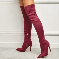 thin heel elastic super long boots childrens high heel knee length womens boots