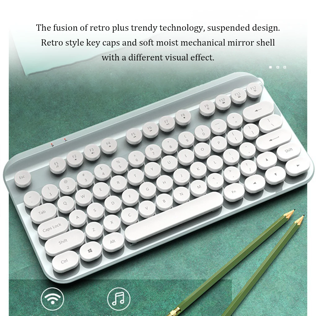 

Bluetooth-compatible Wireless Keyboard Office Typewriter Round Keycap Notebook Tablet Keyboards 75 Key Mini Keypad Keypads