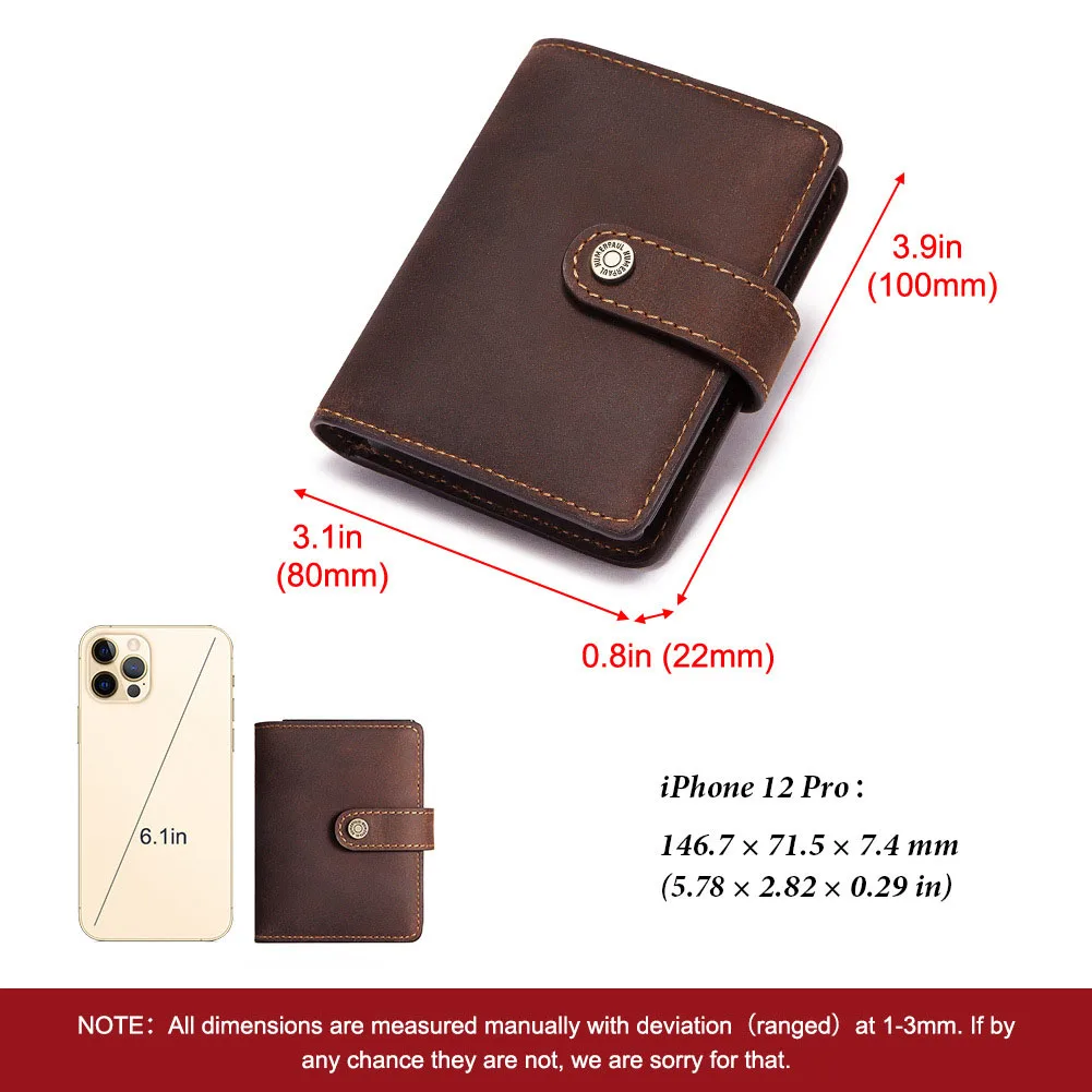 Men's Wallet Crazy Horse Leather Coin Purse RFID Anti-Magnetic Short Wallet Vintage Zipper Leather Card Holder for Men