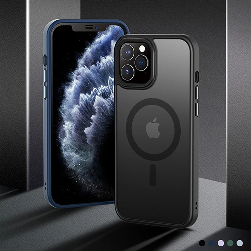 

Iphone 14 Pro Case Magsafe Magnetic Wireless Charge Matte Phone Case for IPhone 13 12 11 Pro Max Bumper Clear Hard Luxury Cover