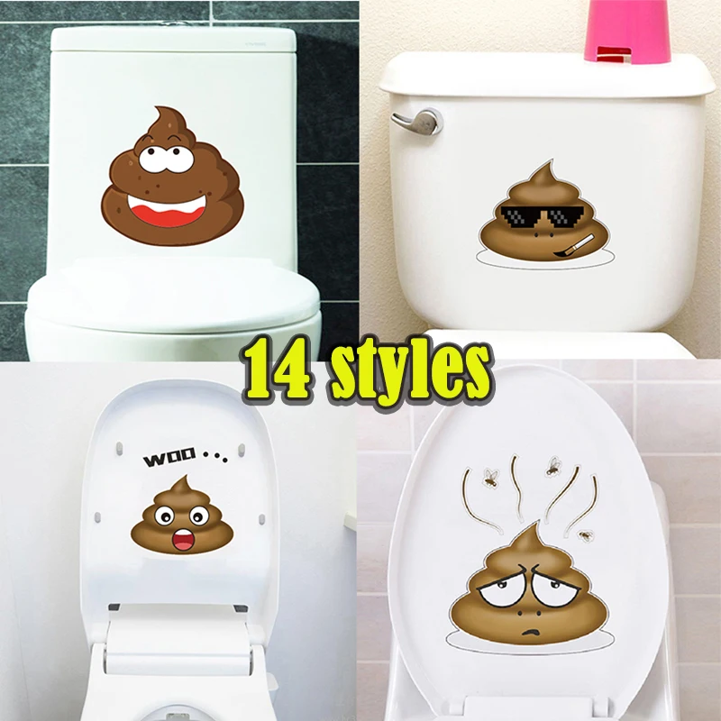 

Funny Poop Toilet Stickers Vinyl Decals Wall Sticker Cute Poo Removable Waterproof Home Decoration Poster