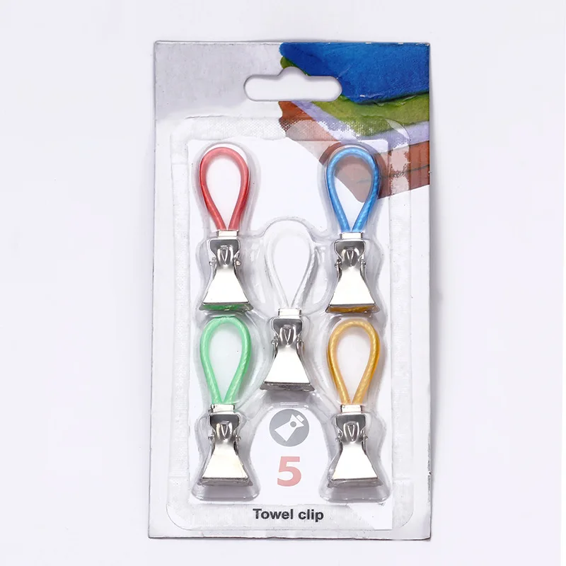 

5pcs/lot Tea Towel Hanging Clips Home Travel Portable Storage Hangers Rack Clip On Hooks Loops Hand Towel Hangers Clothes Folder