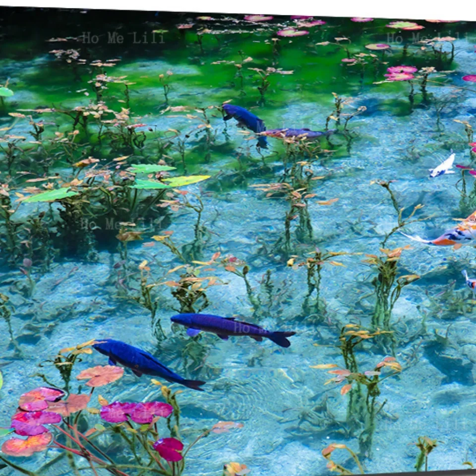 Бесплатная рыба Плавание Счапие в пруду есть много лотоса Стена гостиной