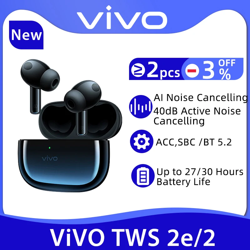 

Vivo TWS 2 2e наушники беспроводные Bluetooth 5,2 наушники 12,2 мм драйвер DeepX 2,0 микрофон с шумоподавлением для Vivo X60 Pro X50 S9 S9e